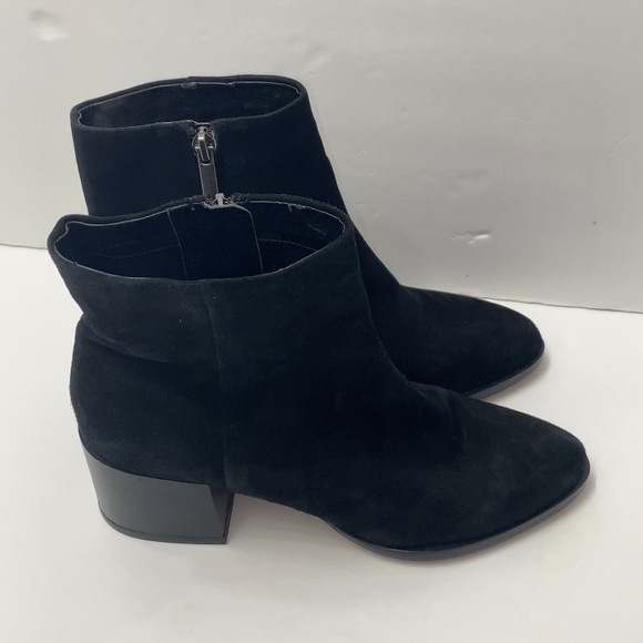 Sam Edelman Black Suede Zip Block Heel Bootie Size 7 - Picture 9 of 13